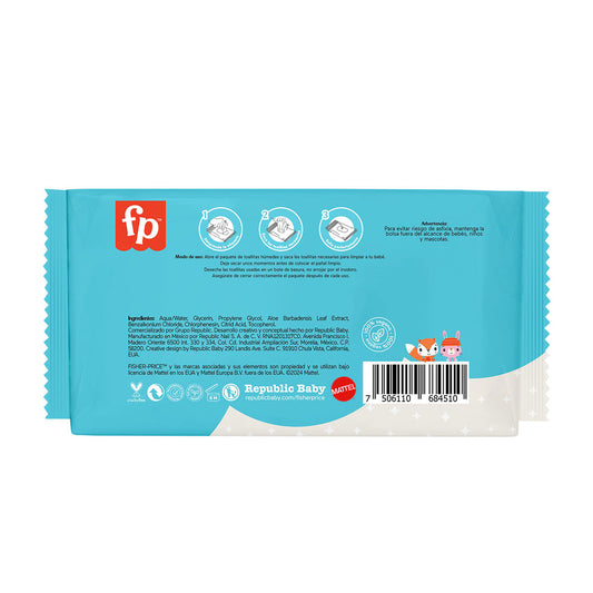 Toallitas Húmedas Fisher-Price con aroma de 50g.