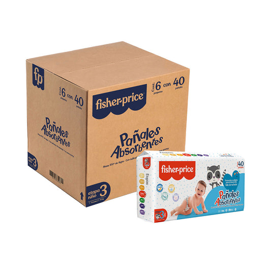 Fisher Price - Pañal para Bebé (Etapa 3) Niño - Pack 240 pañales