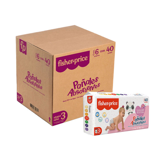 Fisher Price - Pañal para Bebé (Etapa 3) Niña - Pack 240 pañales