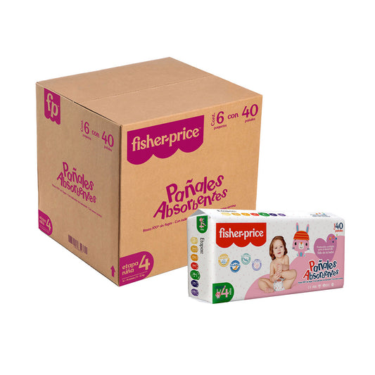 Fisher Price - Pañal para Bebé (Etapa 4) Niña - Pack 240 pañales
