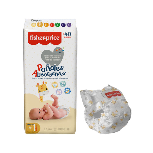 Fisher Price - 3 Pack Pañales Etapa 1 + 3 Pack toallitas húmedas